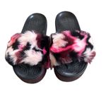 Crocs  CB Pink Black Fuzzy Platform So Luxe Slide sandal Summer Women’s size 9 Photo 1