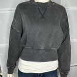 Habits Black Acid Wash Cropped Sweatshirt Size Small Black Photo 0