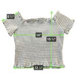 ZARA Women's Off Shoulder Crop Top Striped Ruffle Trim Smocked green top size XL Photo 3