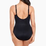 MiracleSuit Belle One Piece Swimsuit $182 Size 16 Black Mesh Panels V Neck Twist Photo 1