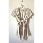 Princess Polly Prince Polly Front Tie Low Cut Linen Romper Tan Size Small Photo 1