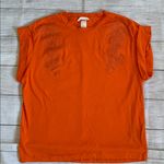 H&M Orange Short Cap Sleeve Top with Embroidered Accents Photo 0