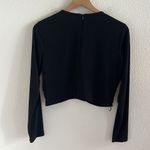 Calvin Klein  Black Cropped Back Zip Blouse Elegant Dressy Top Shirt Medium Photo 1