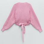 ZARA  Knit Ribbed V-Neck Wrap Long Sleeve Sweater Cardigan Pink Size S NEW Photo 5