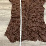 Charlotte Russe Brown & Tan Lightweight Short Sleeve Plunging Tie Neck Button M Photo 9