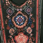 Style & Co Womens Top T Shirt S 40” Boho Print V Neck Black Brown Blue Bohemian Photo 3