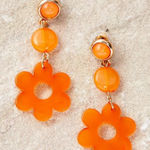Urban Outfitters  Orange Resin Flower Oval Drop Earrings Photo 0