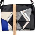 3.1 Phillip Lim  Geometric Blue Cream Black Silver Patent Leather Clutch Bag Photo 4