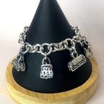 Lois Hill Sterling Silver Hand Bag Charms Rolo Link Toggle  Charm Bracelet Photo 1