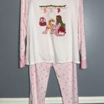 Jane & Bleecker  Pink & White Fleece Stripes Snowflakes Christmas Pajamas Large Photo 1