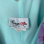Teeze Me Vintage Y2K Light Blue Floral Cowl Neck Midi Dress Party Size XS Flirty  Photo 5