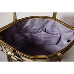 Coach F 15112 Signature Beige Bag with Gold Detailing Purple Lining EUC Photo 10