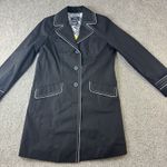 Dennis Basso NWT Women's Black Trench Coat White Trim Size S Minimalistic Chic Photo 7