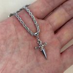 Cross Dagger Pendant Necklace for Men Women Streetwear Hip Hop Unisex Necklace Silver Photo 4