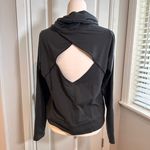 Steve Madden Cowl-Neck Pullover Charcoal Cutout Back Satin Trim Sz M Long Sleeve Photo 2