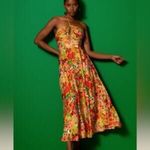 Carolina K Yellow Multicolor Floral Halter Sleeveless Cutout Midi Dress Size S Photo 1