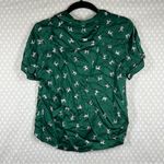 Anthropologie Green Satin Dog Print Pajama Set Photo 6