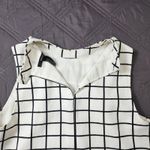 Forever 21  Ivory Black Striped Grid Shift Mini Dress Medium Casual Retro Photo 4