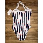 Nautica  Women's Cross Back One PC Swimsuit Swim‎ Size 10 White Navy NWT Photo 3