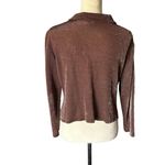 GEMILLI Blouse Size Large Brown Metallic Sheen Button Up Collared 90’s Vintage Photo 1