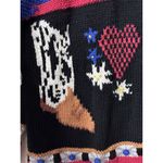 Cardigan Bay Sweater Cowboy Boot Hand Knitted Small button front vtg equestrian Blue Photo 3