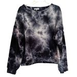 Michael Stars Pullover Fleece Tie Dye Sweatshirt Women's Large Navy Cotton Cozy Photo 0