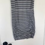 Athleta  Dress‎ Women's Small White Blue Mini Striped Jersey Knit Tulip Stretch Photo 3