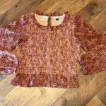 American Eagle  Floral Long Sleeve Smocked ruffled bodice Blouse size small Photo 1