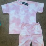 NWT Stylewise M/L Oversized Pink Tie Dye T Shirt & Shorts Outfit Photo 0
