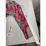 Diane Gilman Womans Small Multicolor Floral Silk Sequin Button Down Blouse Photo 6