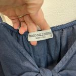 Terzo Millennio Linen Babydoll Tank Front Tie Italy Boho Top Sz L Blue Size L Photo 3