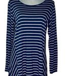 Stylus Women's Navy Blue and Gray Striped Long Sleeve Casual Short Dress XL Photo 1