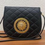 Vintage Unbranded Black Quilted Leather Medusa Sunburst Medallion Crossbody Bag Photo 0