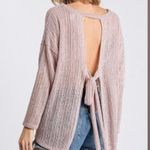 Bow TiE Sweater Top Tan Photo 3