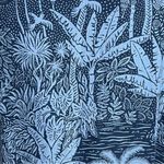 H&M Desmond & Dempsey X Dress Womens XS Blue Tropical Linen Blend Preppy Coastal Photo 4