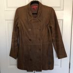 Vintage Style Brown 100% Leather Sundance Distressed Pea Coat Size PS Photo 14
