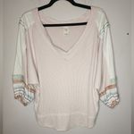 Free People NWOT  Bubble Top embroidered Pink Photo 3
