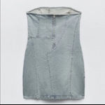 ZARA NWOT STRAPLESS TRF DENIM DRESS sz L Photo 4