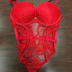 Victoria's Secret Victoria’s Secret Red Lace Bombshell Teddy Lingerie Size Large Photo 0