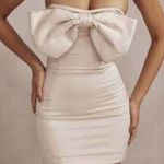 House Of CB  Ariella Satin Crystal Embellished Bow Dress in Ivory Size Small Photo 0