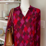 Rena Rowan  Silk Top in Red and Pink Size S Photo 0