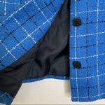 Cricket Lane Collection Wool Blend Textured Blue Plaid Blazer Jacket, Size 12 Photo 9