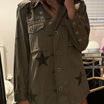 Pistola  Olive Star Print Button-Up Top Photo 0