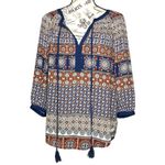 Daniel Rainn  (S) Wilcox Tie Neck Blouse - Stitch Fix 3/4 Sleeve Tassel Boho Top Photo 0