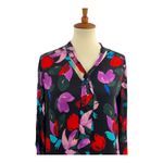 Parker Dress Small Silk Blend Bright Print Neck Tie Detail Photo 1