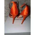 Victoria Beckham Pointy Toe Stiletto Sandal in Orange Satin Size 38 Photo 4