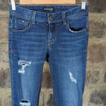 EVERMORE Denim Distressed Jeans Junior's Size 1 Skinny Raw Step Hem Blue Photo 1