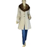 VINTAGE CIRCA 1980'S J. MARCO BEIGE & BROWN WOOL & FOX FUR COLLAR COAT (S) Photo 2