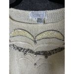 Vintage Nannell Hand Knit Beaded Sequin Sweater Cream Batwing Sleeve Size S 80s Photo 2