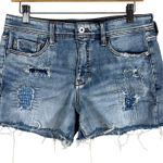 Pilcro and the Letterpress Jean Shorts Women 29 Medium Wash Distressed Patchwork Photo 0